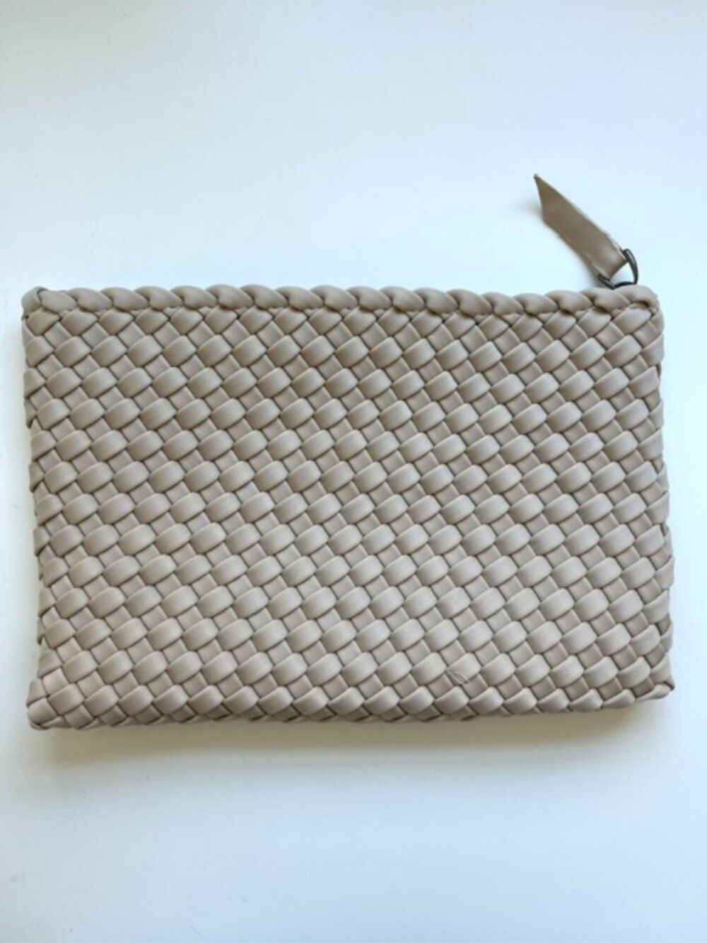 New! Naghedi Neoprene Woven Zippered Pouch in Cashmere